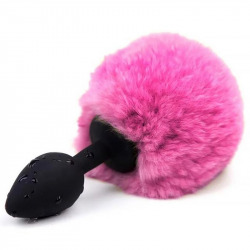 Plug Noir avec Pompon Rose S