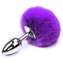 Plug Argenté avec Pompon Violet S