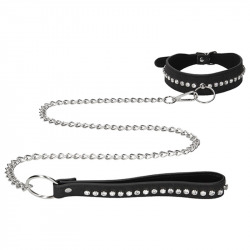Collar con Tachuelas de Diamante y Correa