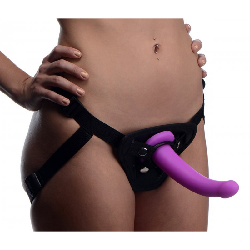 Arnés con Dildo Silicona Lila 17.5 cm