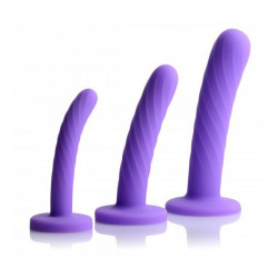 Set x 3 Dildos Silicone Lilas Tri-Play pour Harnais