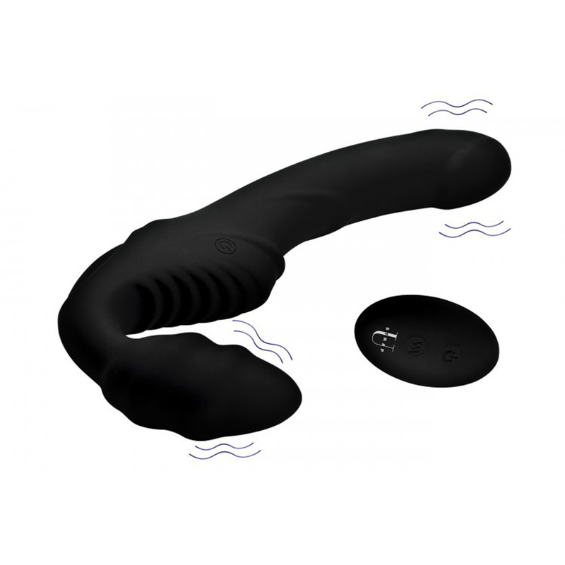 Doble Vibrador USB Silicona Slim Rider Negro con Mando