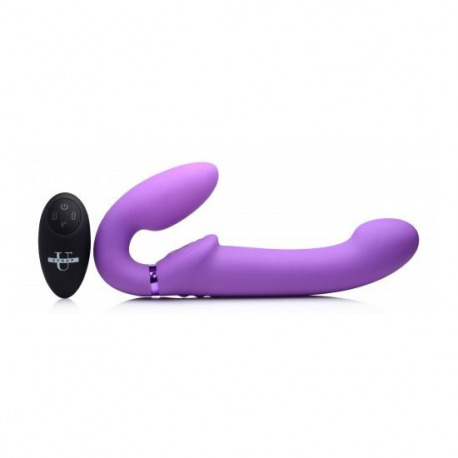 Arnés Inflable Doble con Mando y Pulsatorio Clítoris USB Lila