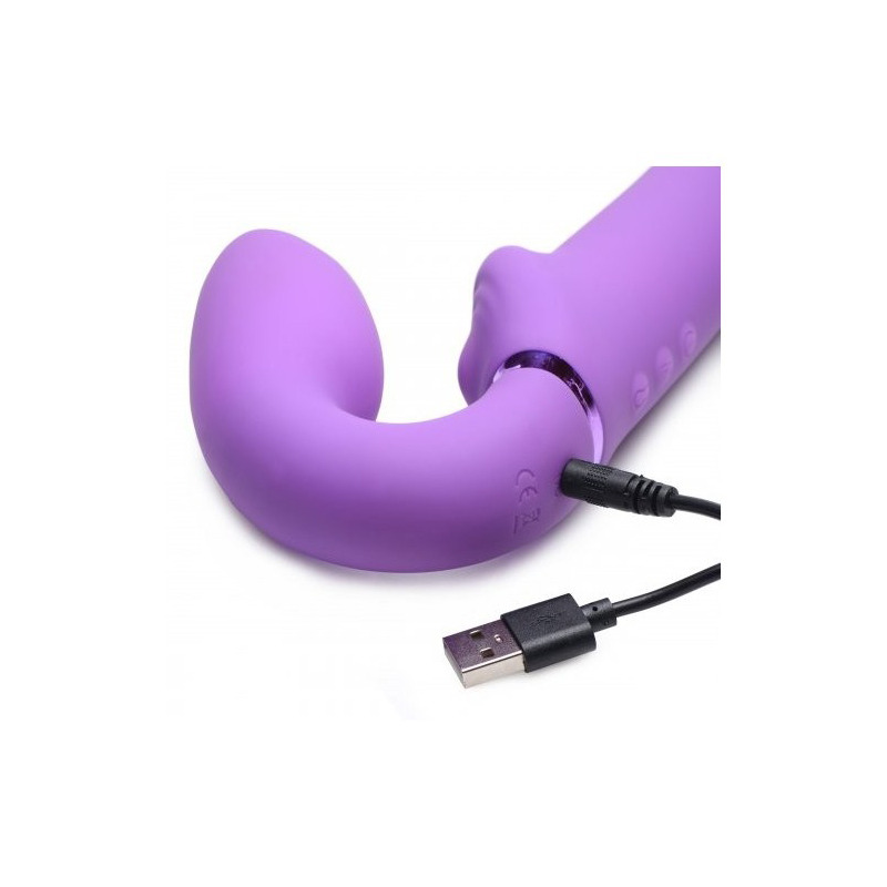 Arnés Inflable Doble con Mando y Pulsatorio Clítoris USB Lila