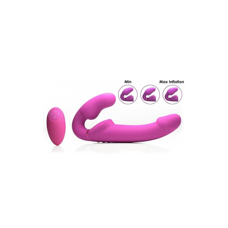 Arnés Inflable para Mujer USB Vibrador con Mando Rosa