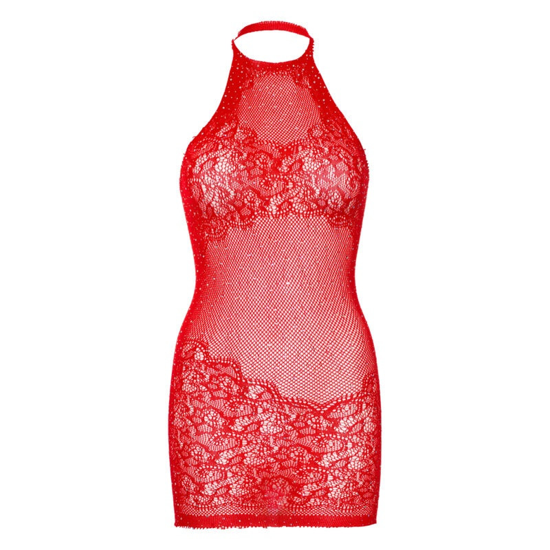 Mini Vestido Rhinestone Rojo