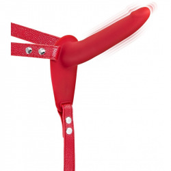 Arnés Rojo Silicona Vibrador USB 15,5 cm