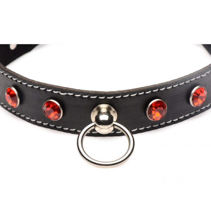 Collar Choker Piedras Rojo con Anilla