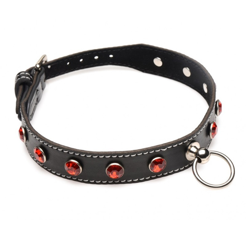 Collar Choker Piedras Rojo con Anilla