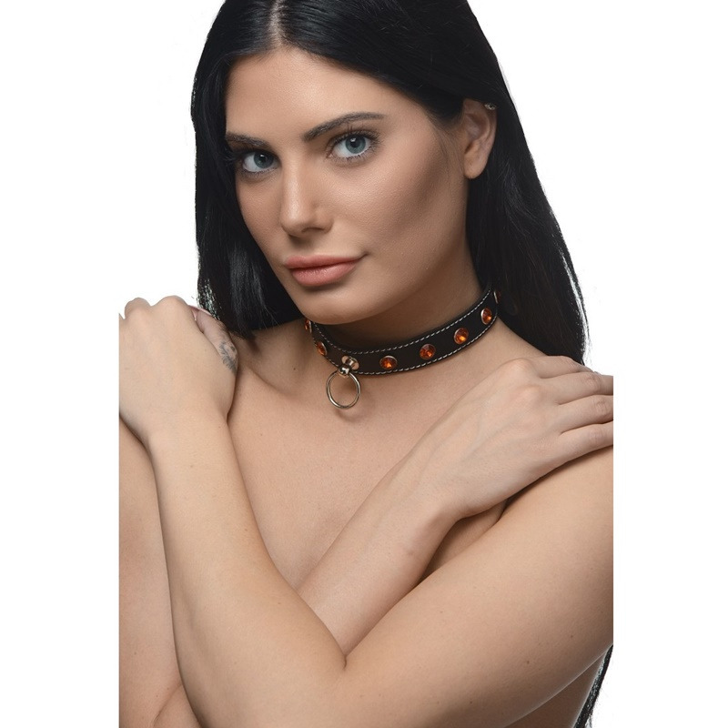 Collar Choker Piedras Rojo con Anilla