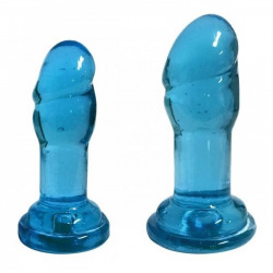 Set 2 Dildos Slim Stick avec Ventouse Bleu