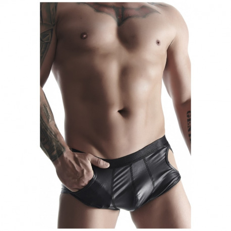 Boxer Wetlook con Aberturas Negro