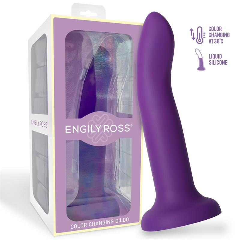 Dildo que Cambia de Color Púrpura a Rosa 21 cm