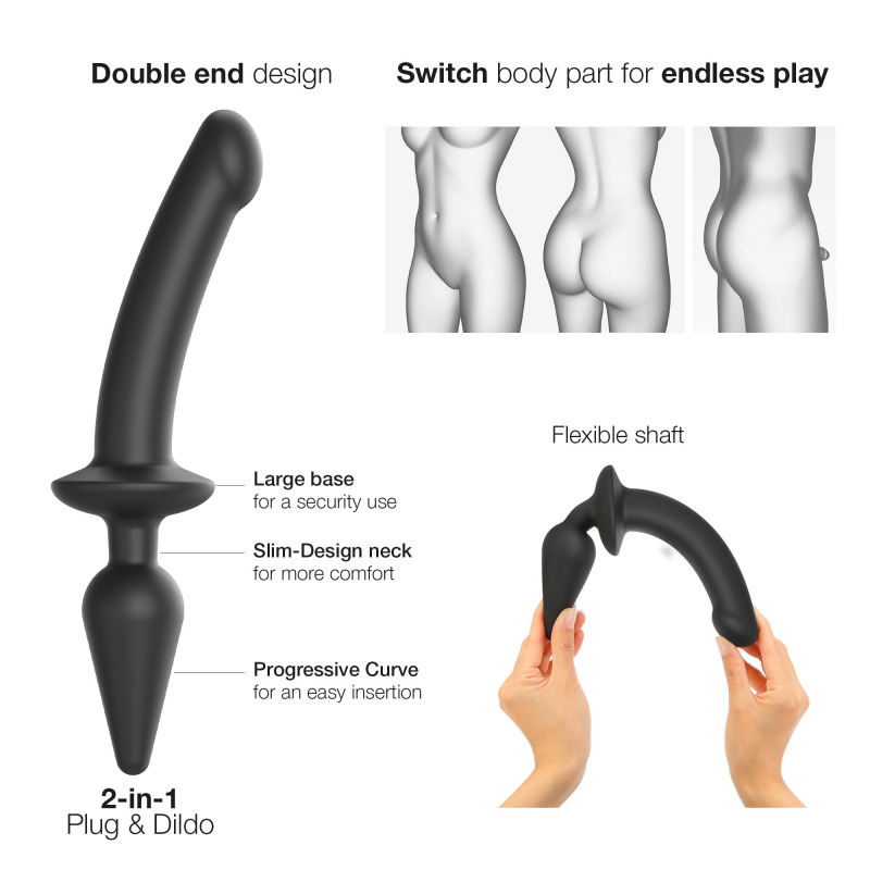 Dildo Switch Plug Semi Realistic Negro L