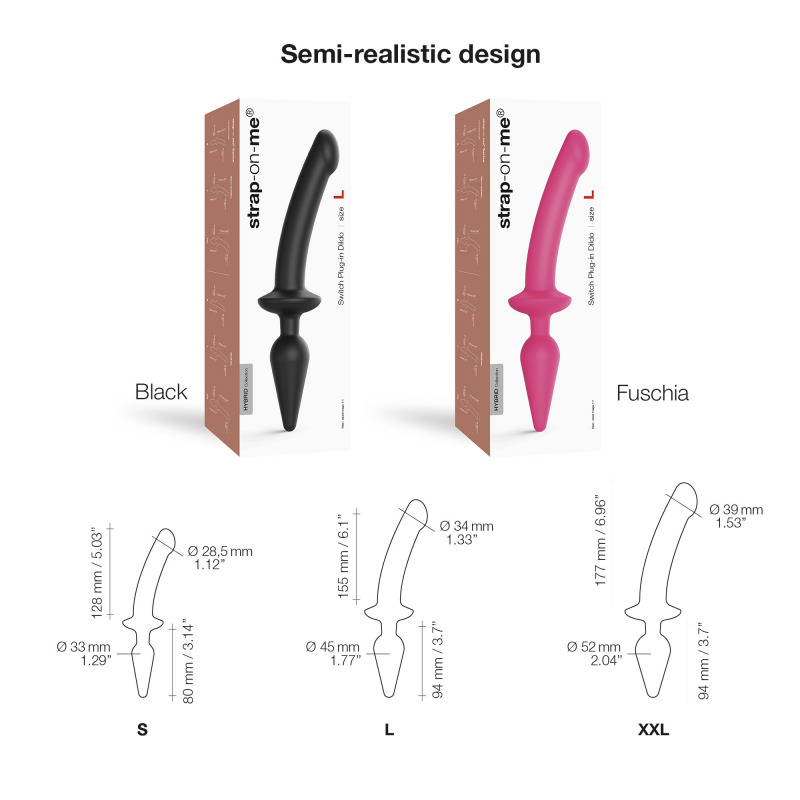 Dildo Switch Plug Semi Realistic Negro L