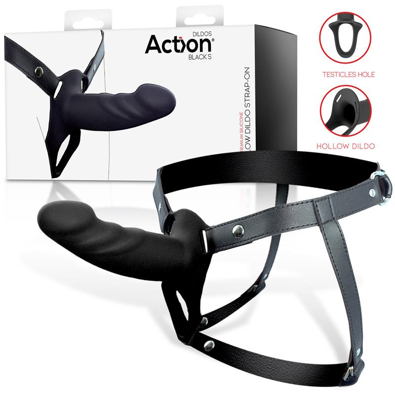 Arnés Strap-on con Dildo Hueco Talla S Negro