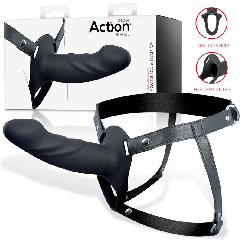 Arnés Strap-on con Dildo Hueco Talla L Negro