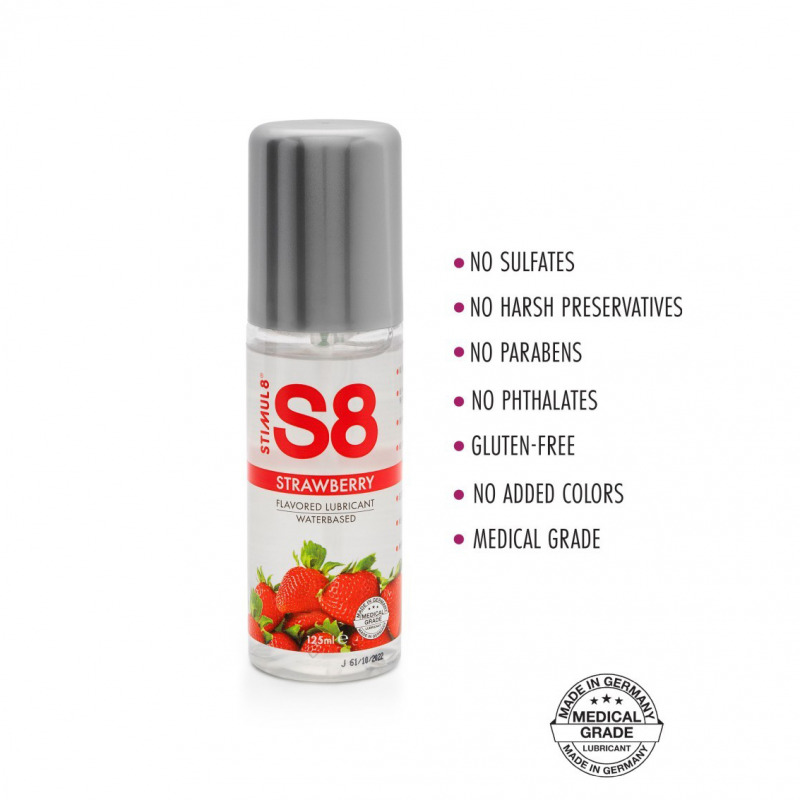 S8 Lubricante Base Agua Fresa 125 ml