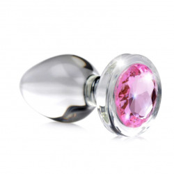 Plug Cristal con Piedra Rosa L