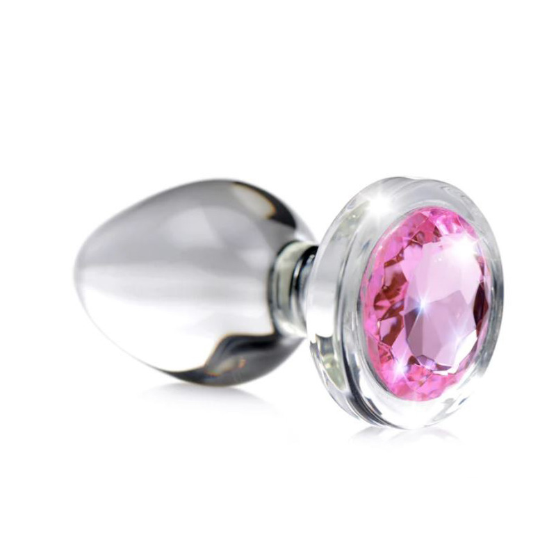 Plug Cristal con Piedra Rosa L