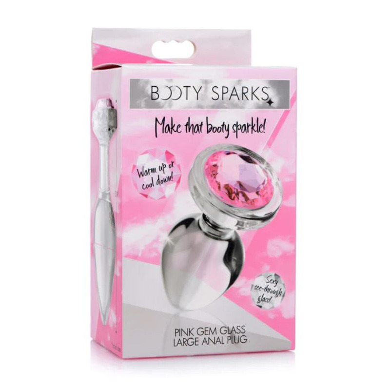Plug Cristal con Piedra Rosa L