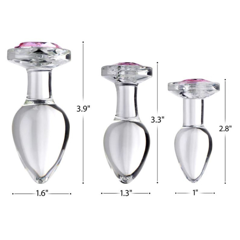 Plug Cristal con Piedra Rosa L