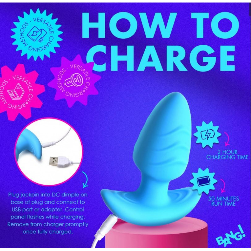 Plug Vibrador y Rotador con Mando USSB Azul