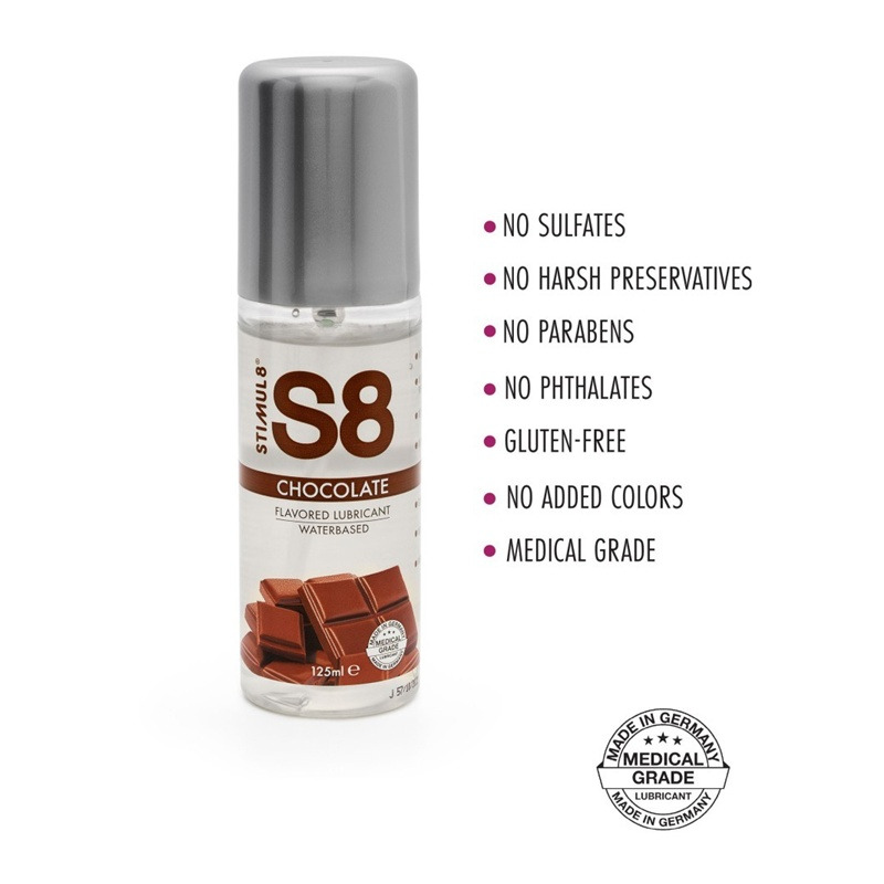 S8 Lubricante Base Agua 125 ml Chocolate