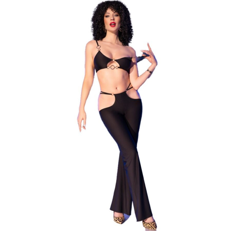 Set Top Negro y Leggins con Complementos Dorados CR 4851