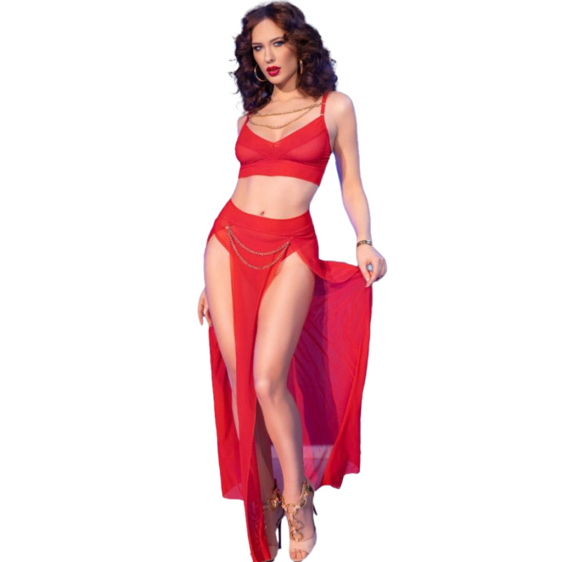 Set Top Rojo y Leggins con Complementos Dorados CR 4850