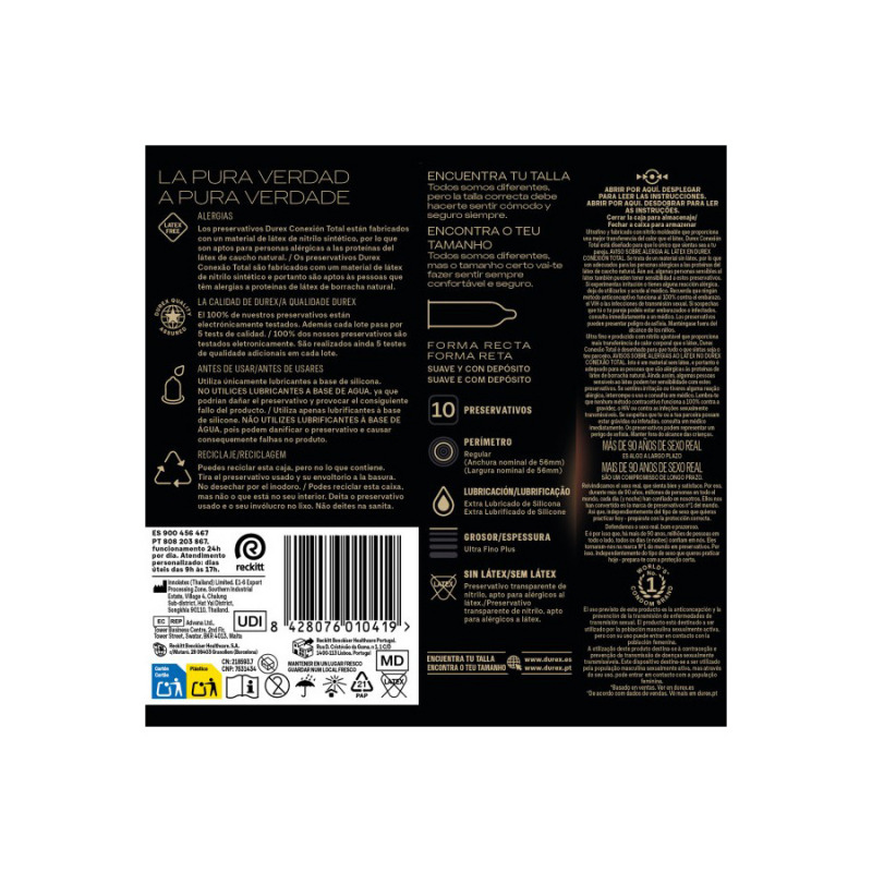 Durex Conexión Total Ultra Fino Sin Latex 10 Uds