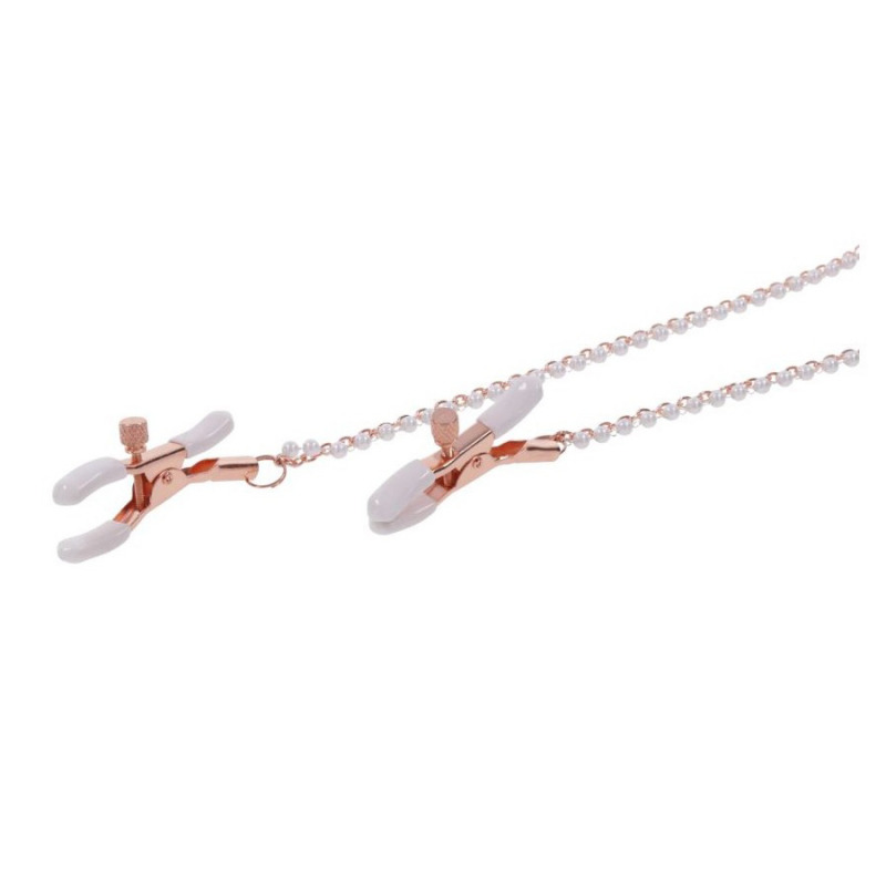 Peaches in Creae Necklance with Nipple Clamps