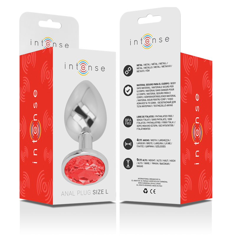 Plug Anal Metálico con Cristal Rojo Talla L