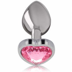 Plug Anal Metal Corazón Rosa Talla L