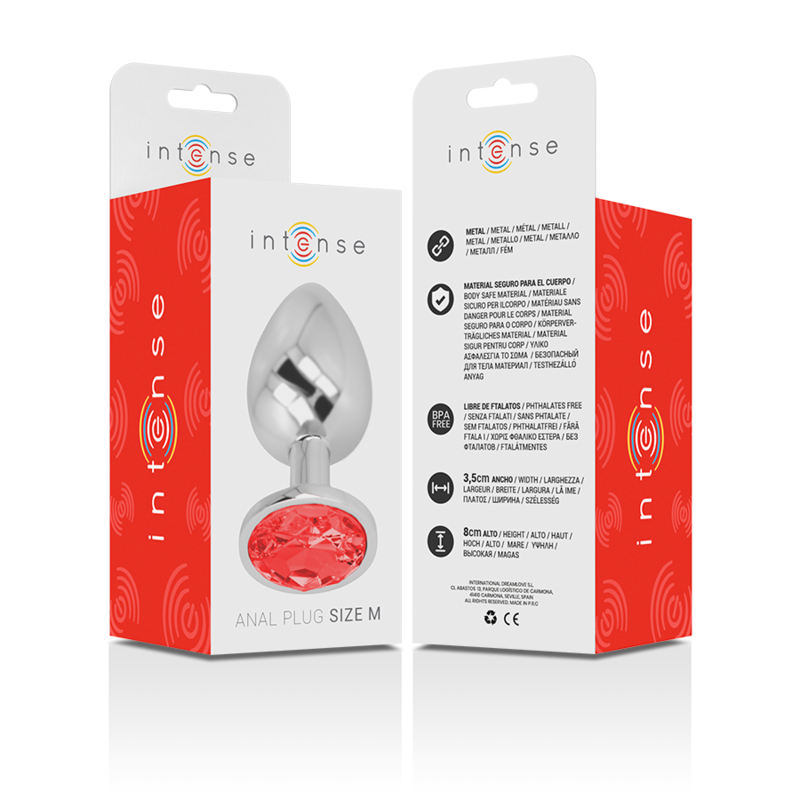 Plug Anal Metálico con Cristal Rojo Talla M