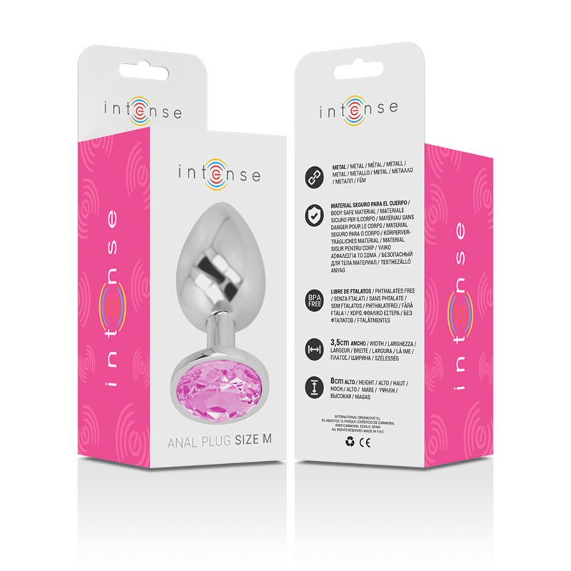 Plug Anal Metálico con Cristal Rosa Talla M