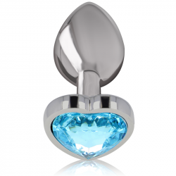 Plug Anal Metálico Corazón Azul Talla S
