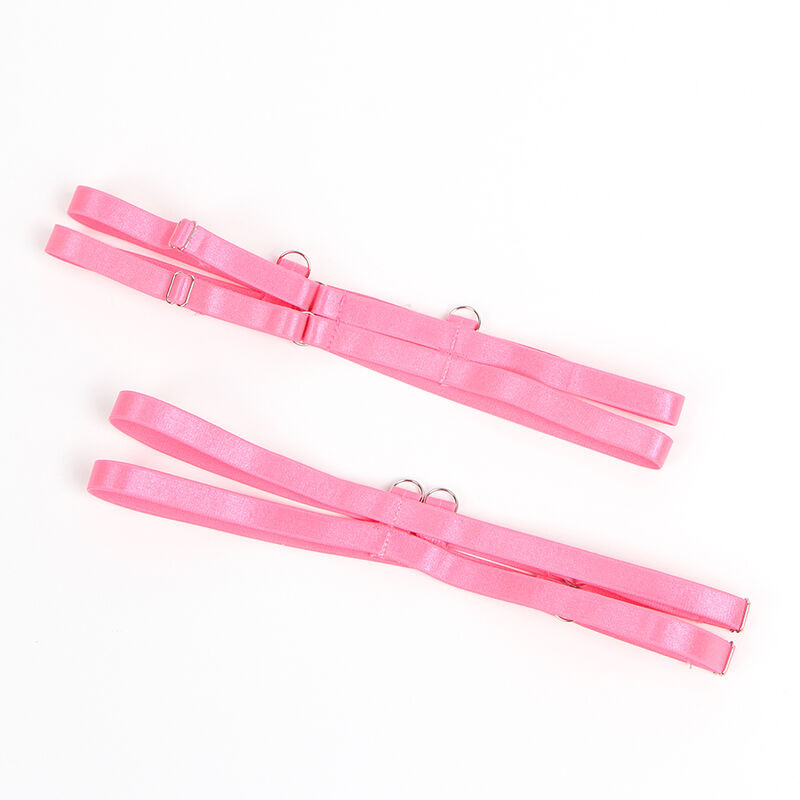 Set Sujetador con Encaje y Ligueros Rosa y Morado