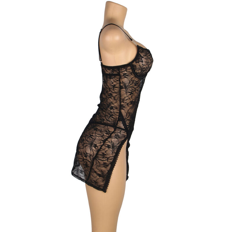 Babydoll de Encaje con Tirantes Negro