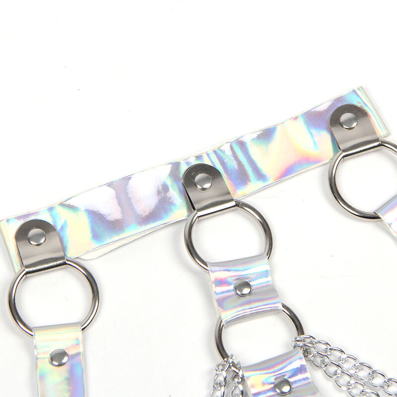 Arnés de Pecho con Anillos y Cadenas Plata