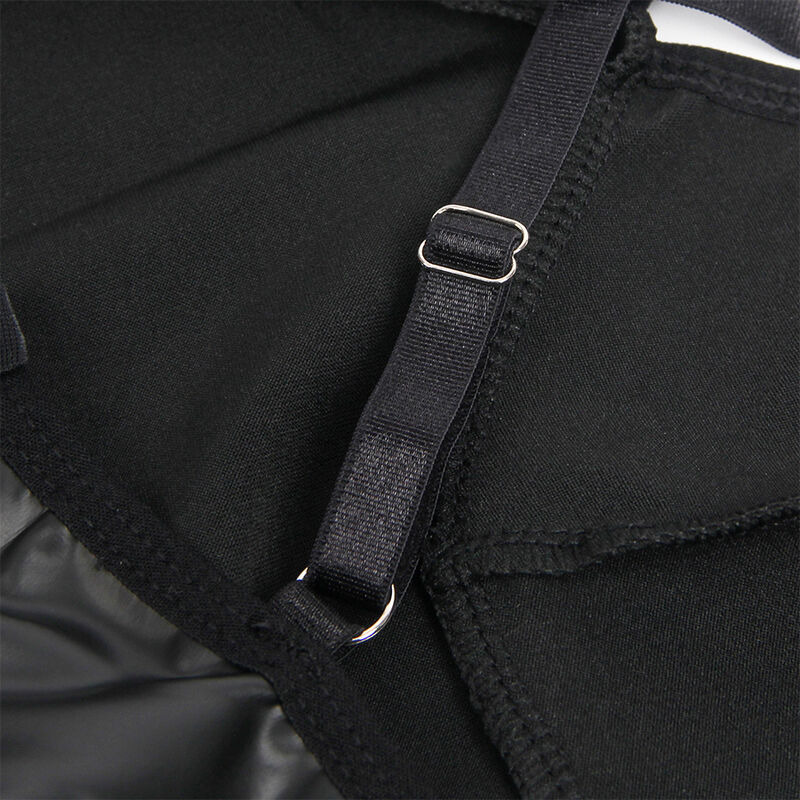 Vestido con Tirantes de Cuero Negro