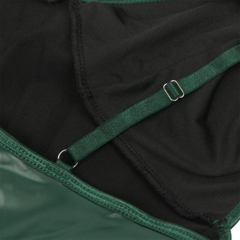Vestido con Tirantes de Cuero Verde