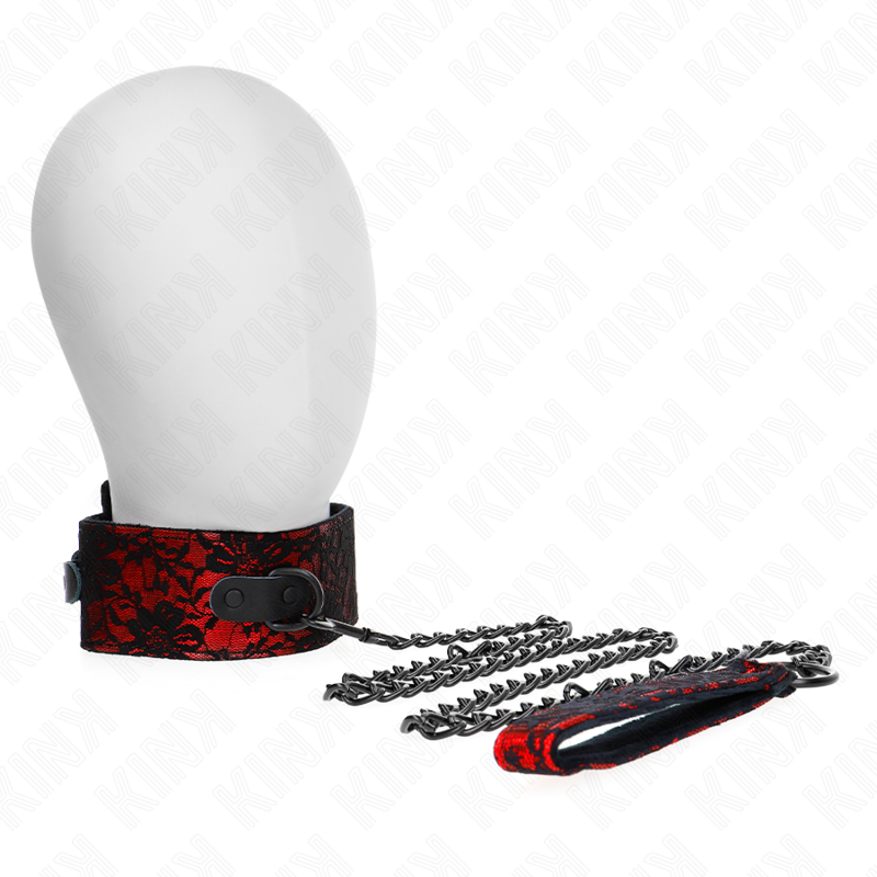 Collar con Correa de Encaje Rojo