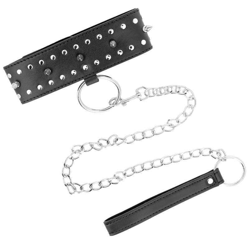 Collar con Correa con Tachuelas Plateadas Modelo 1
