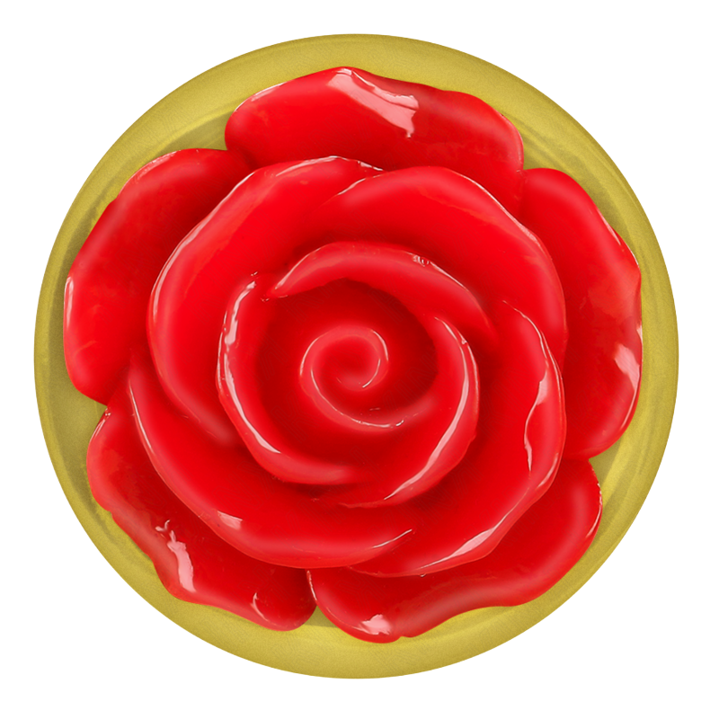 Plug Anal Dorado Rosa Roja L