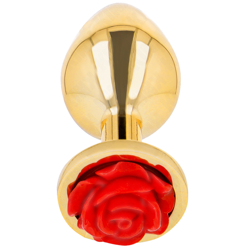 Plug Anal Dorado Rosa Roja Talla M