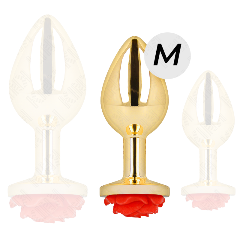 Plug Anal Dorado Rosa Roja Talla M