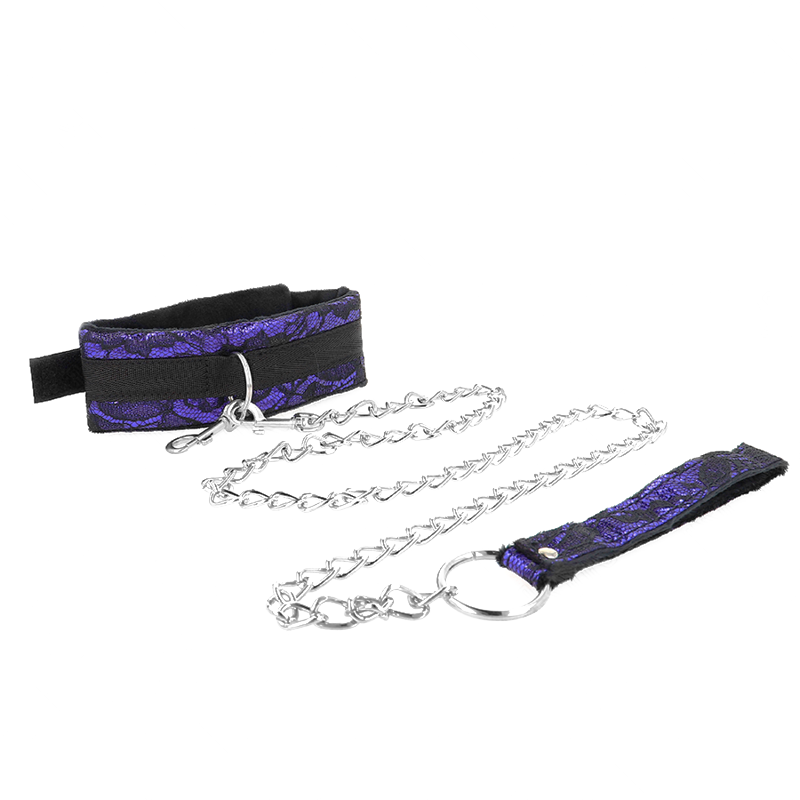 Collar con Correa Corto de Encaje con Ribete
