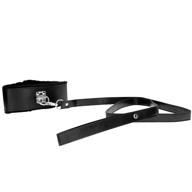 Collar con Correa con Tachuelas Plateadas Modelo 4 Negro