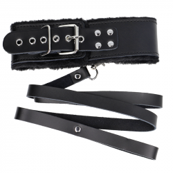 Collar con Correa de Piel Negro